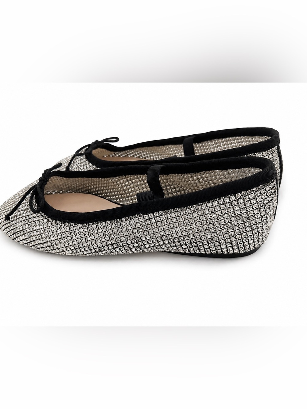 Loeffler Randall Leonie Crystal silver Mesh Mary Jane ballet glam Flats size 6 - Picture 3 of 6